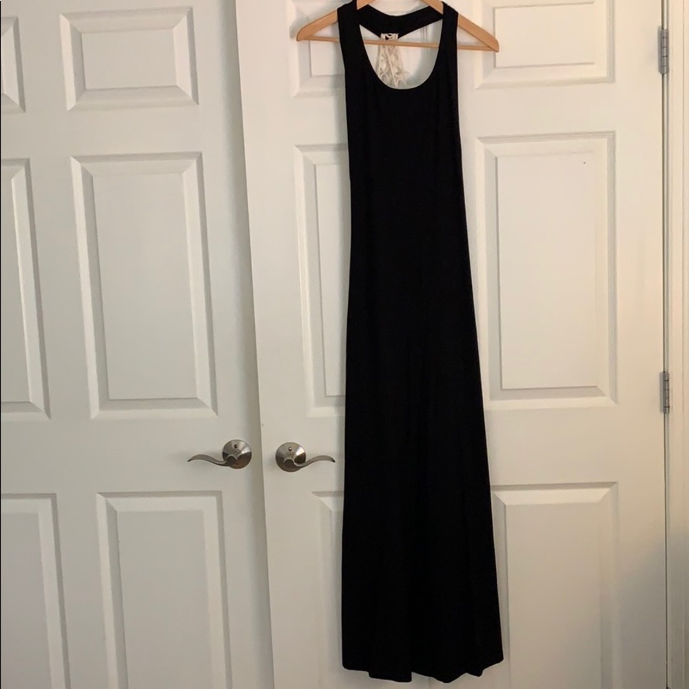 Black jersey material maxi dress.